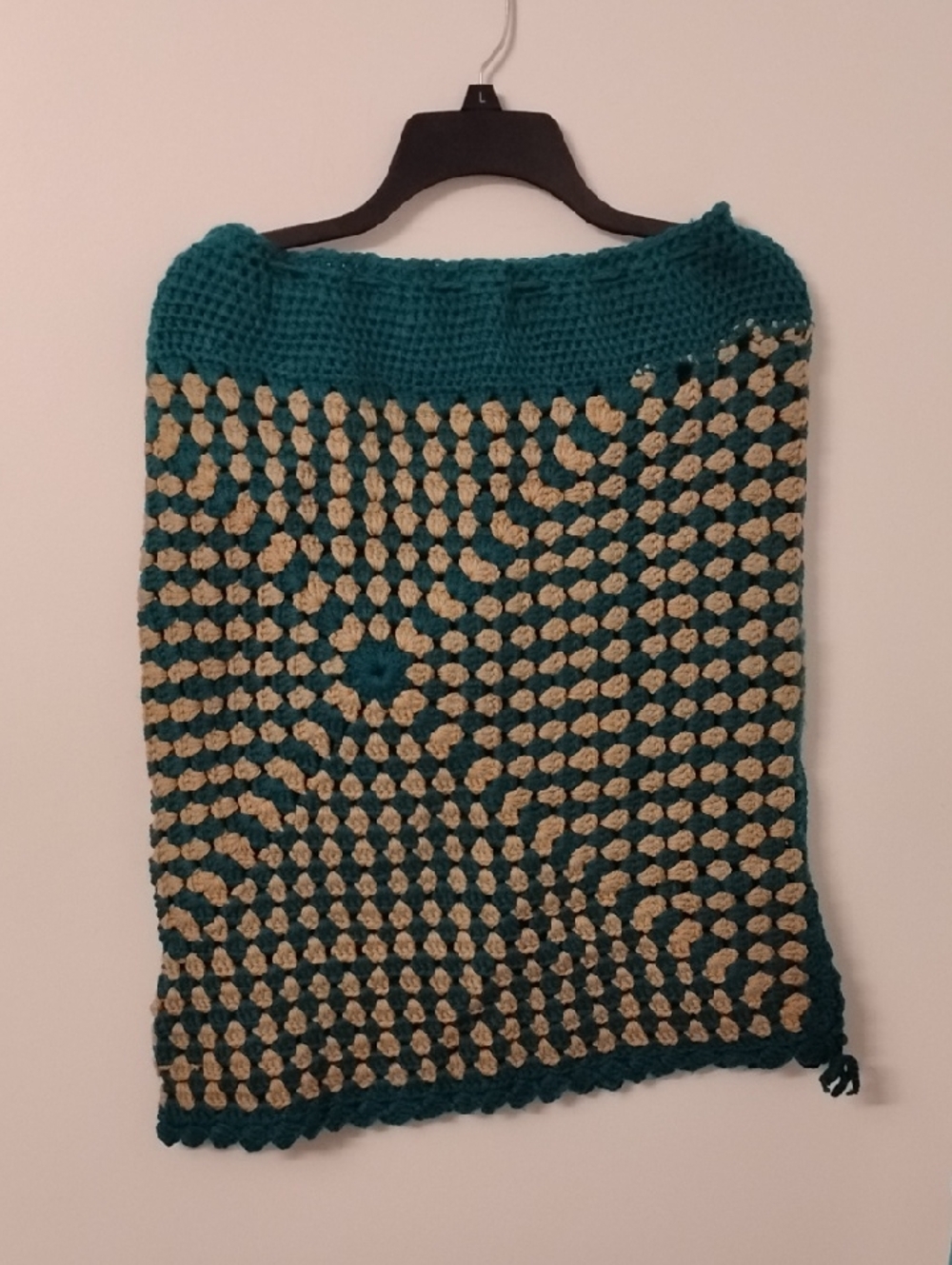 Crochet-Style Teal and Cream Women's Skirt